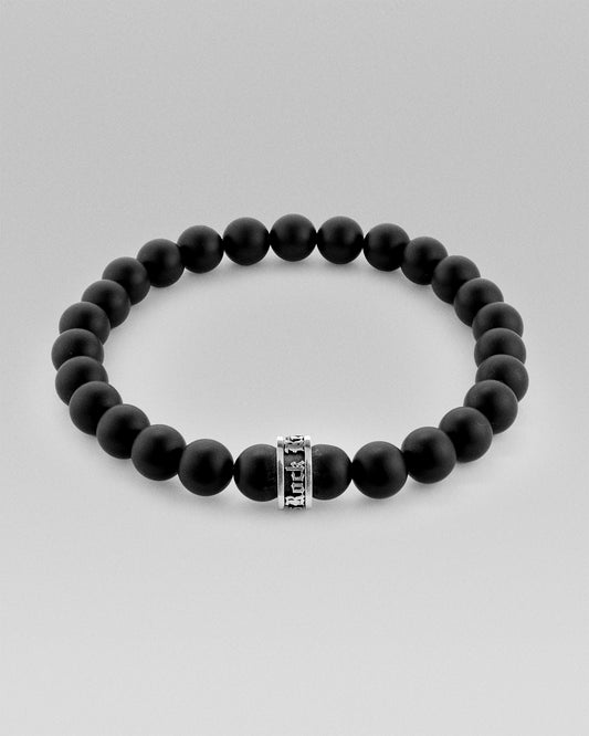Matte Onyx Beaded Double RR Bracelet - Rock Revival®