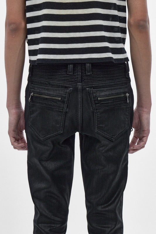 Charlie Slim Jeans in Black Coating on Black - Rock Revival®