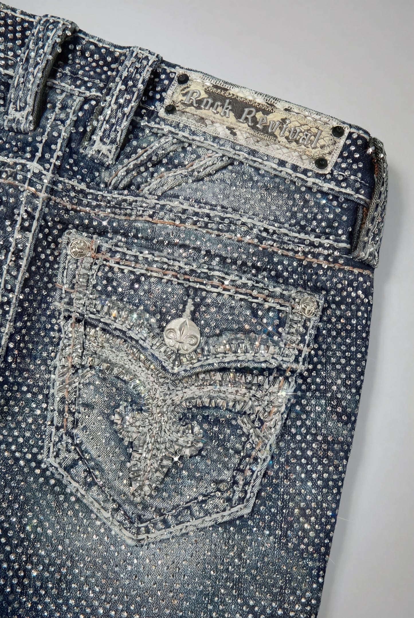 Daphne Rhinestone All-over Straight Jeans (Rhinestones-INV) - Rock Revival®