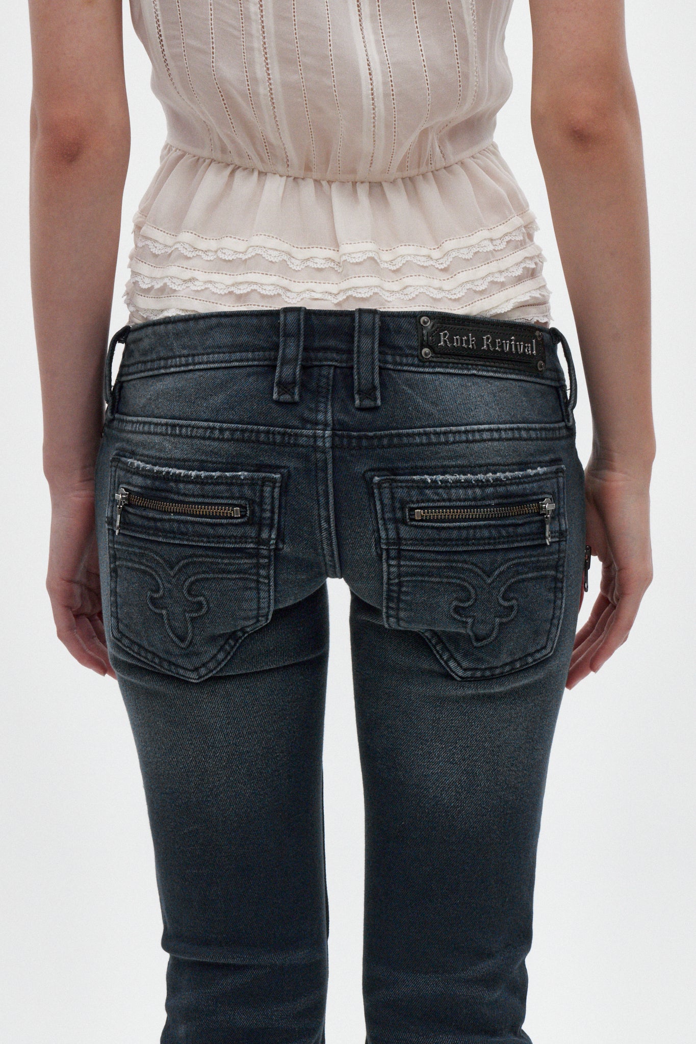 Heather Super Low-Rise Rocker Bootcut Jeans in Midnight Blue - Rock Revival®