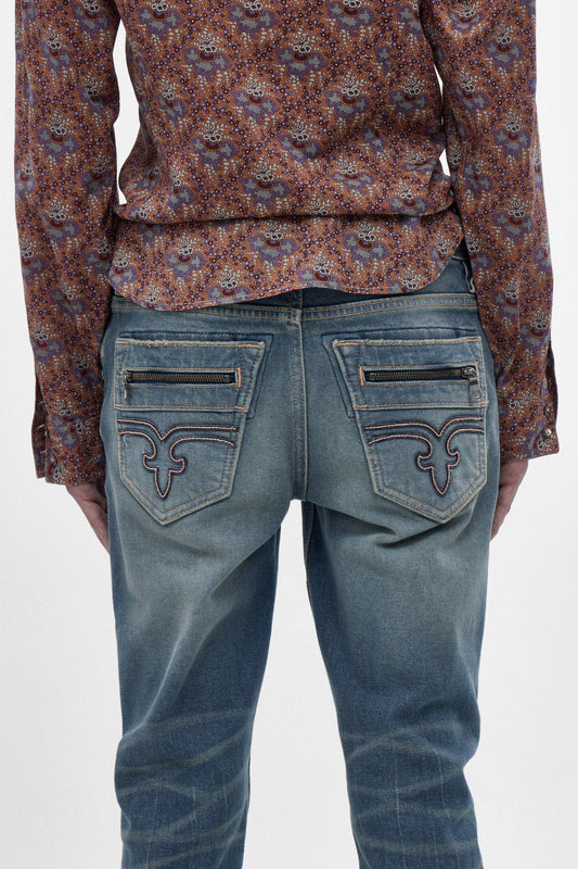 Huey Slim Straight Jeans in Vintage Blue - Rock Revival®