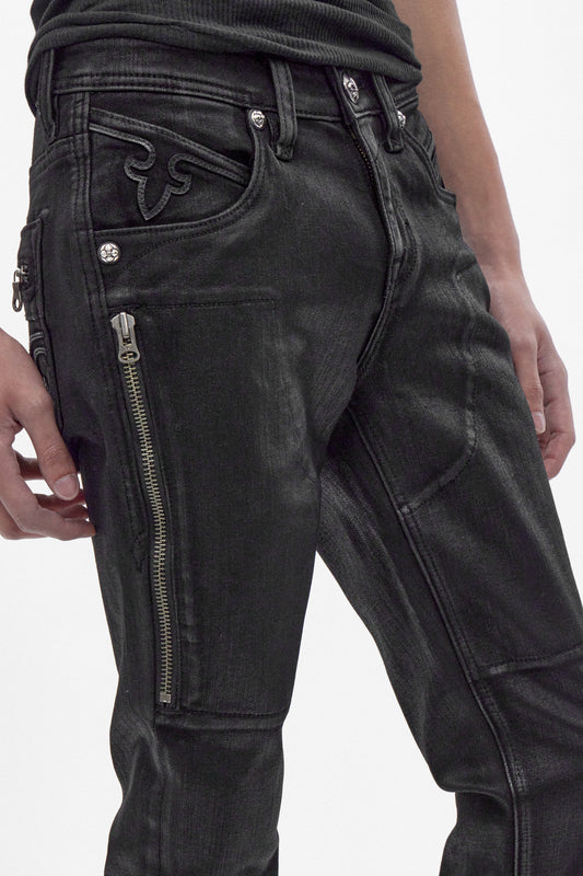 Huey Slim Straight Jeans in Black Coating - Rock Revival®