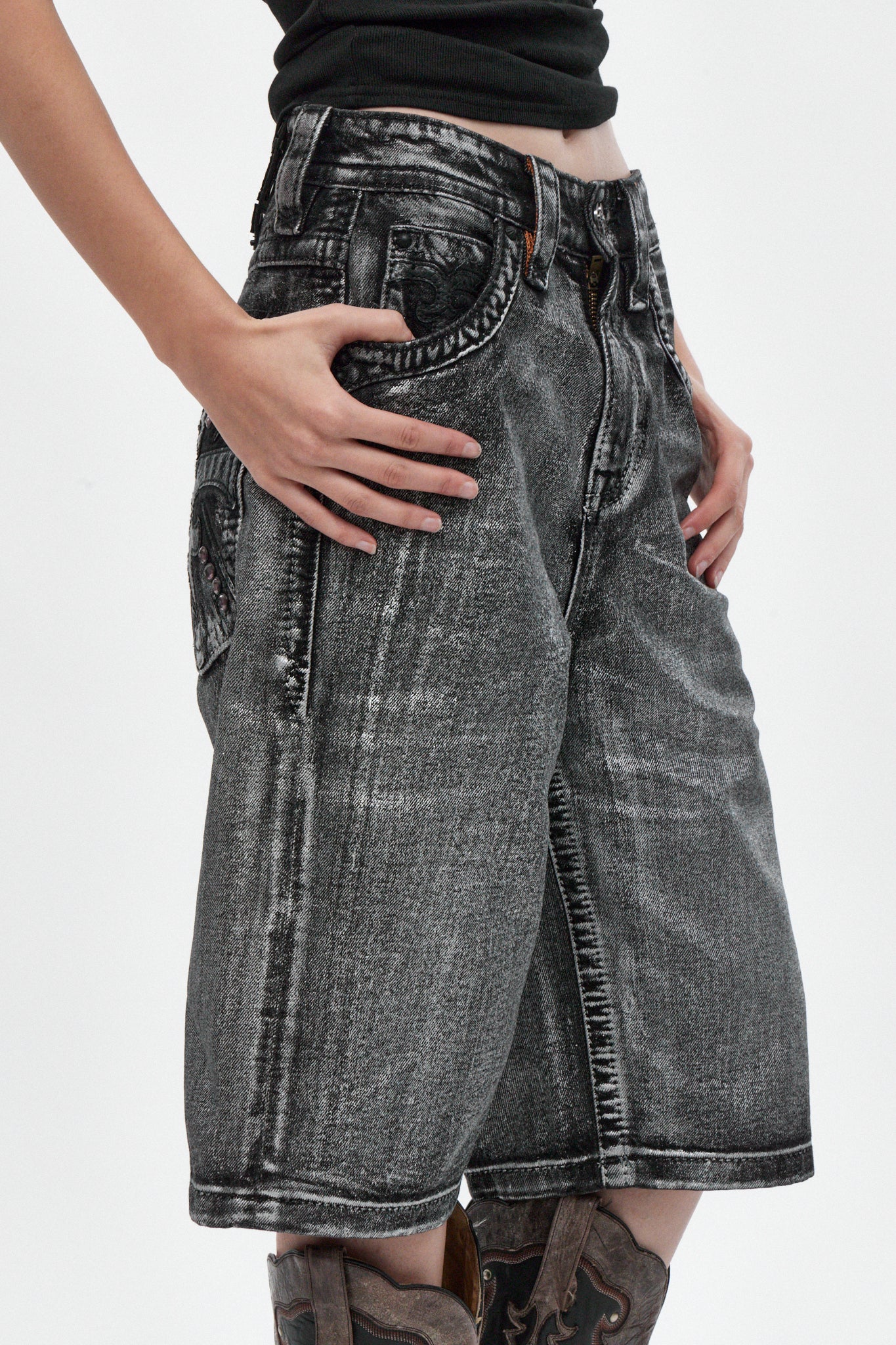 Blaze Denim Jort, by Jaded London - Rock Revival®