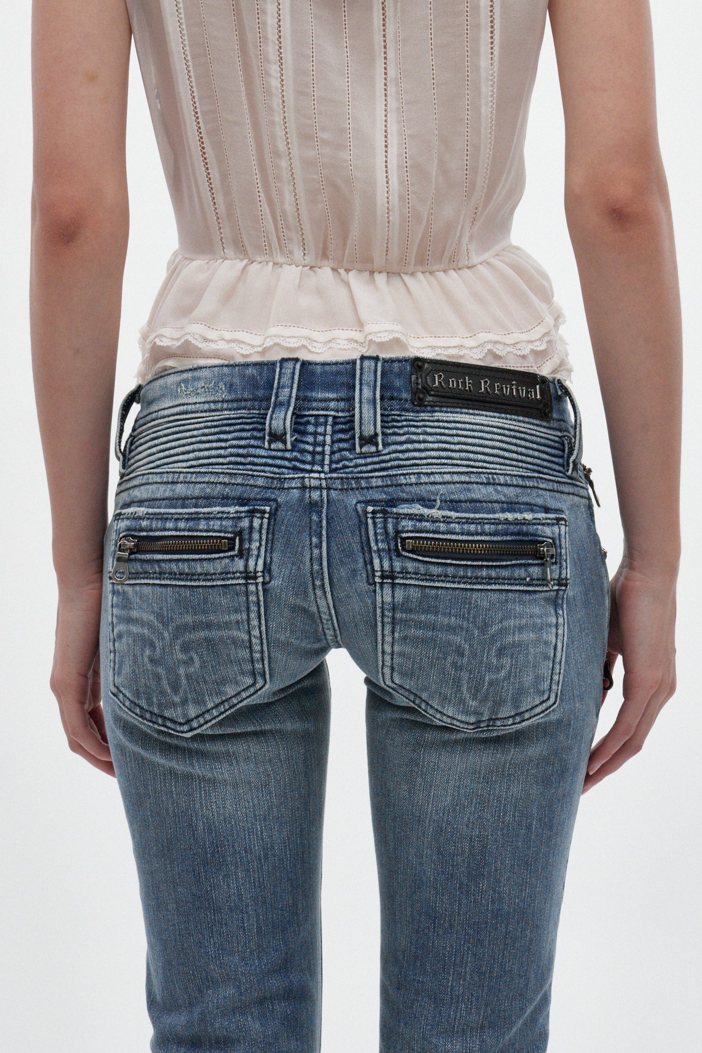 Kamil Super Low-Rise Bootcut in Medium Blue - Rock Revival®