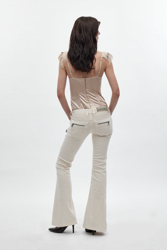 Joplin Super Low-Rise Flare Jeans in White - Rock Revival®