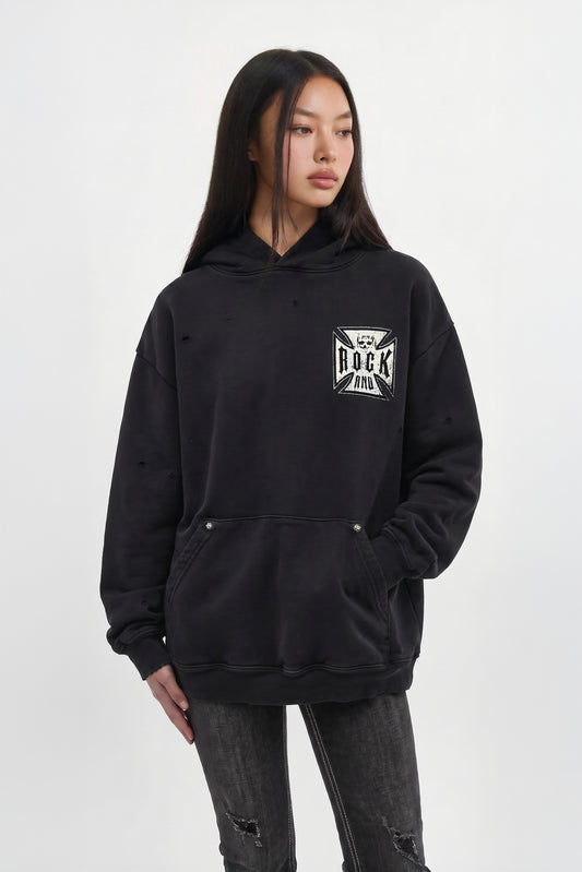 Iron Relic Hoodie in Black (Women's Version) - Rock Revival®