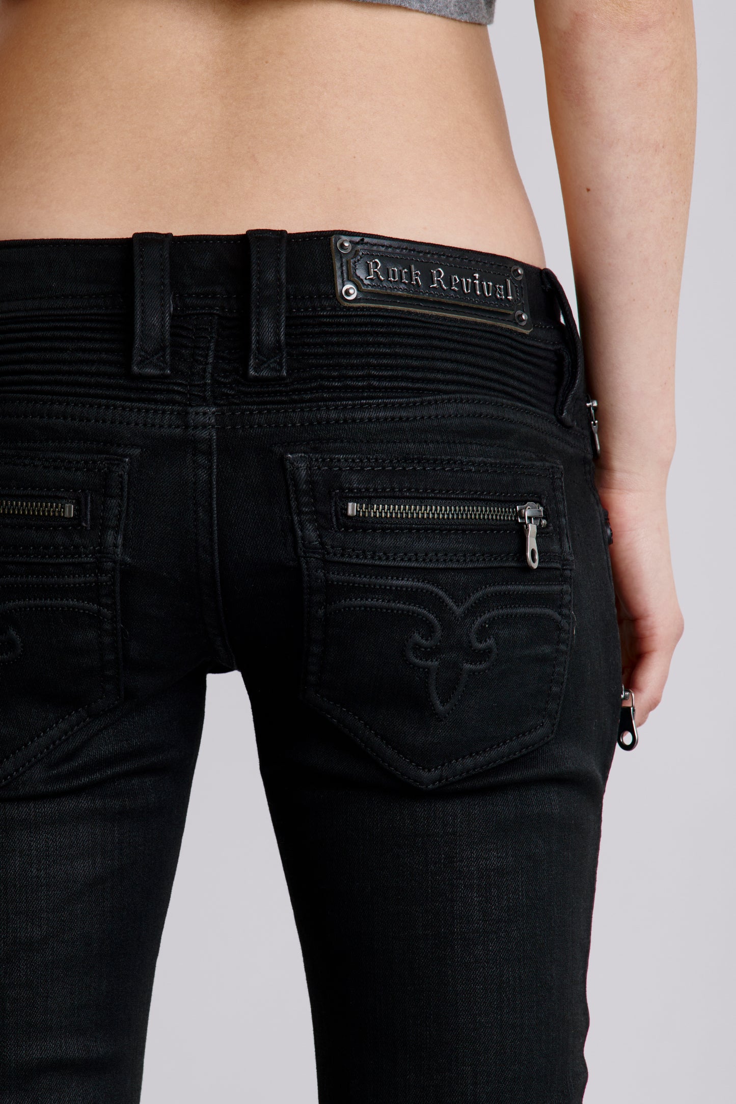 Kamil Super Low-Rise Moto Bootcut Jeans - Rock Revival®