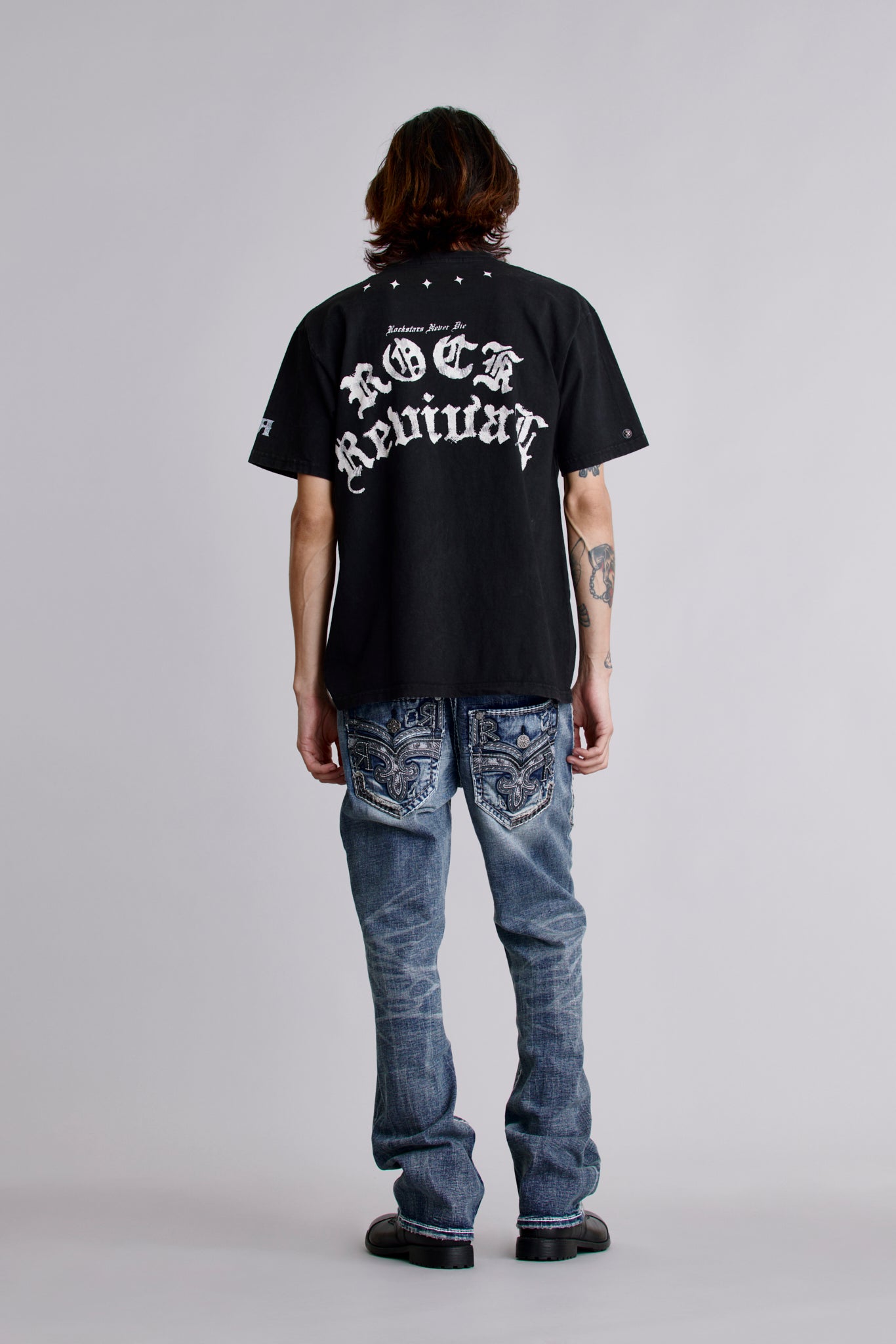 Crest Fade Tee in Black - Rock Revival®