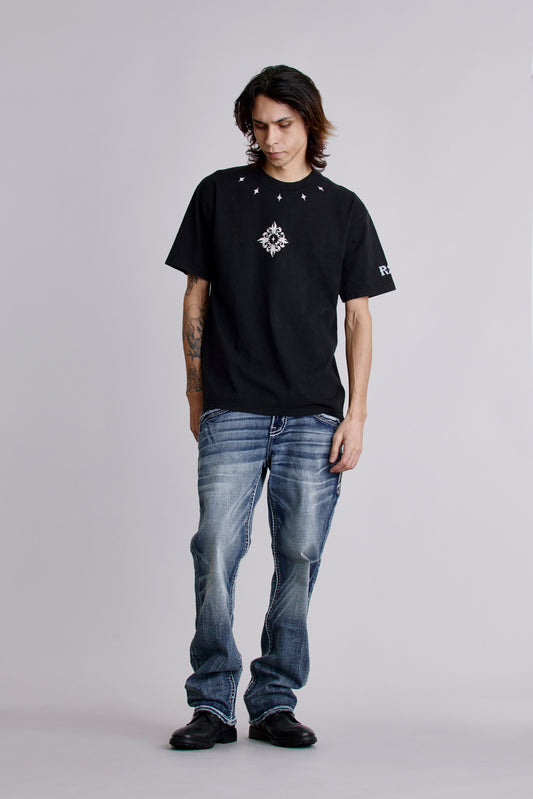 Crest Fade Tee in Black - Rock Revival®