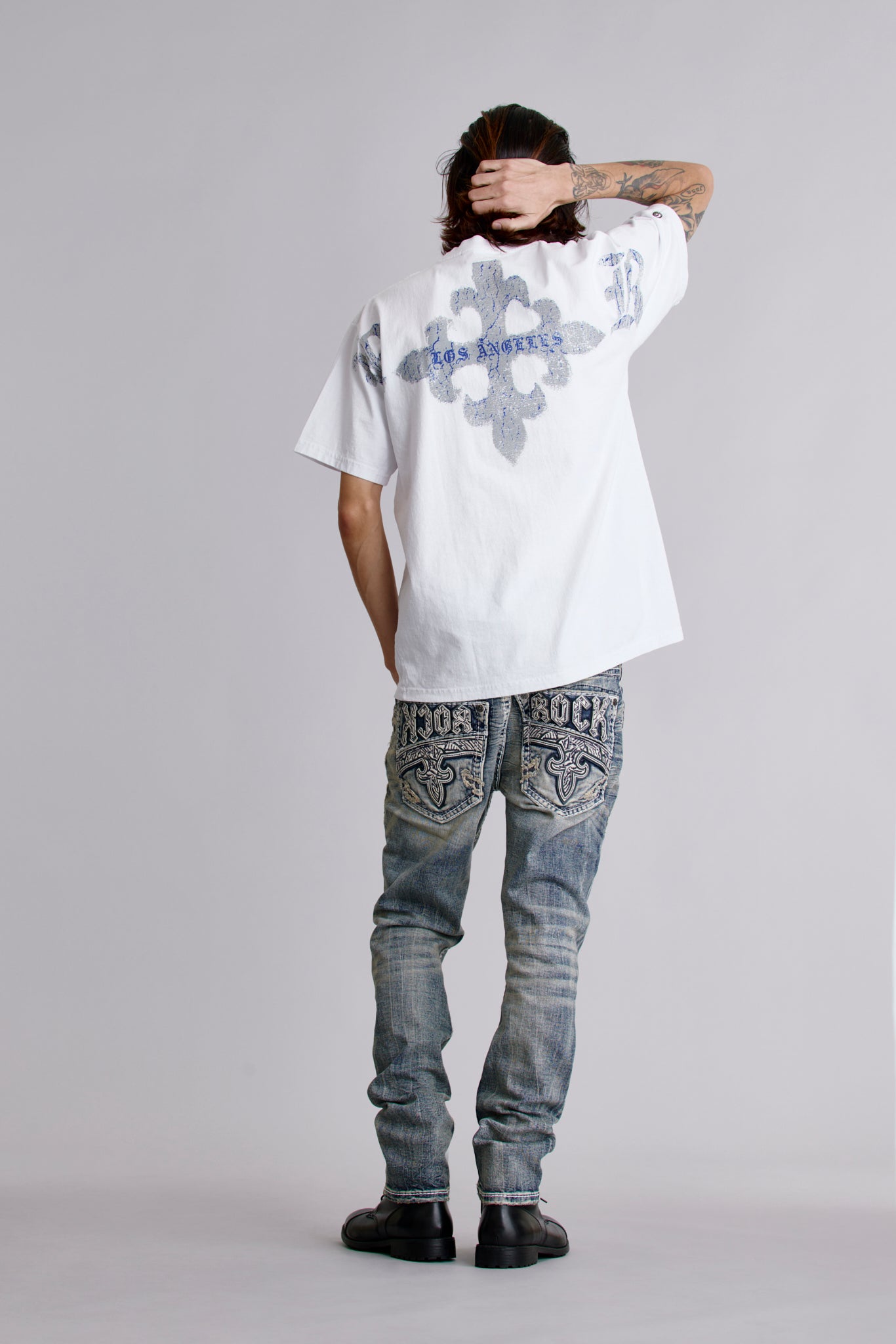 LA Cross Tee in White - Rock Revival®