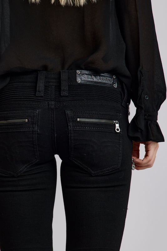 Kamil Super Low-Rise Moto Bootcut Jeans