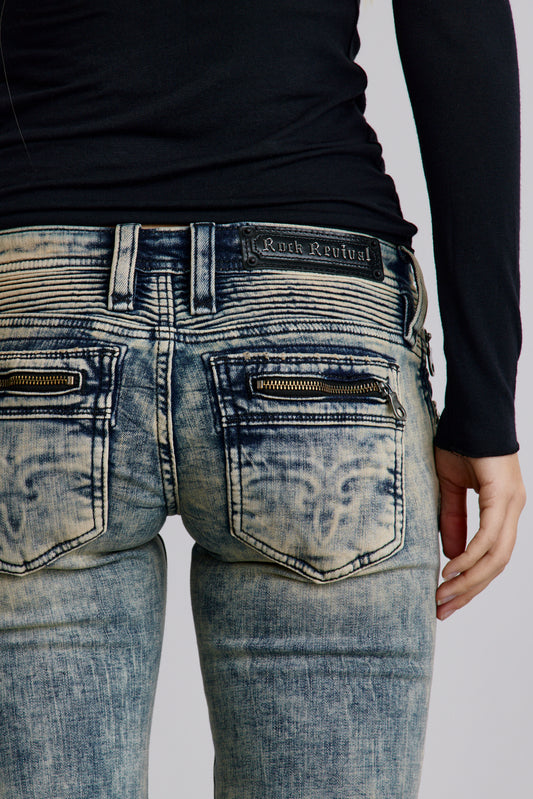 Kamil Super Low-Rise Moto Bootcut Jeans