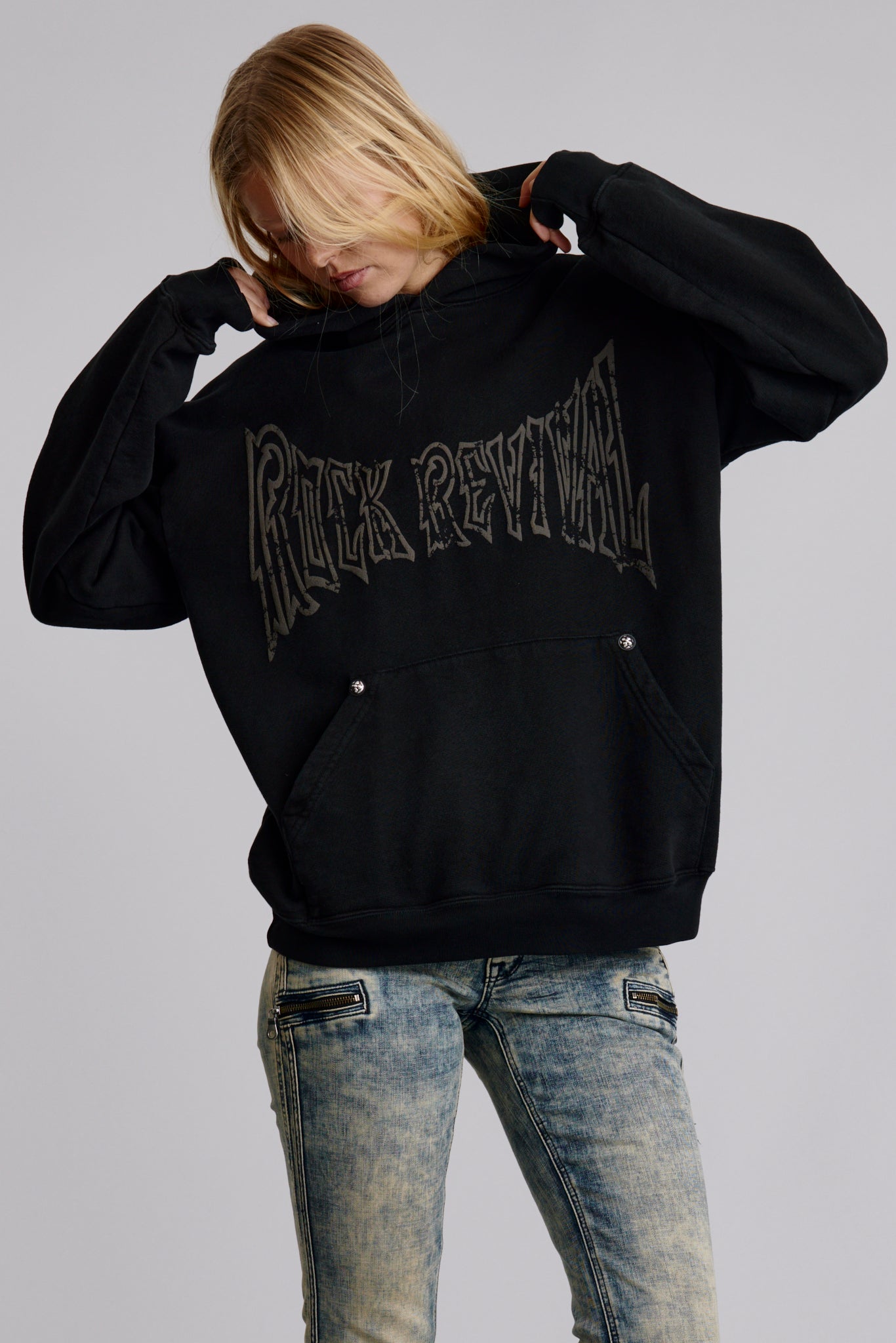 Soundwave Hoodie in Black-Grey (Women's) - Rock Revival®