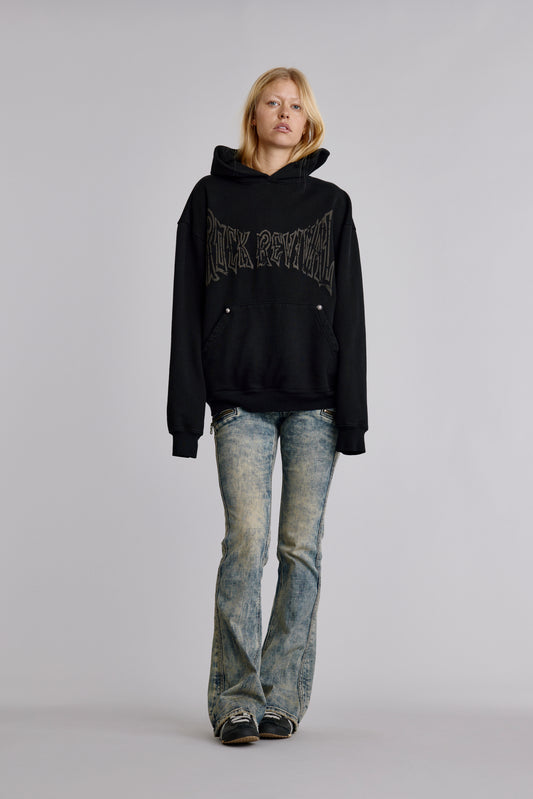Soundwave Hoodie in Black-Grey (Women's) - Rock Revival®