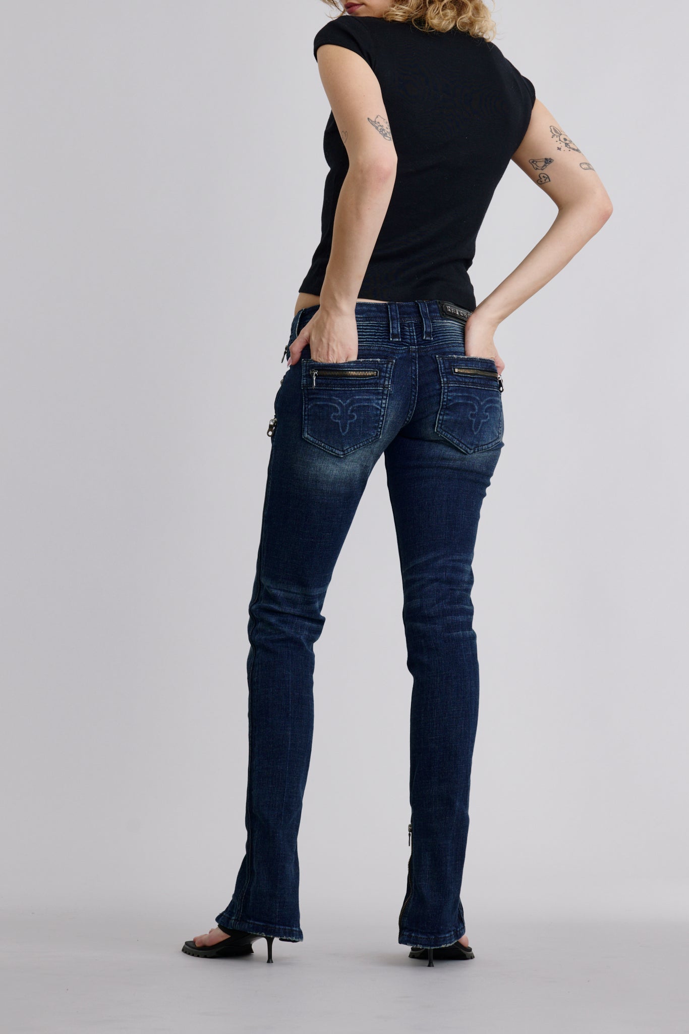 Camille Super Low-Rise Moto Skinny Jeans