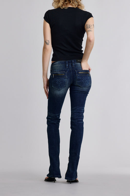 Camille Super Low-Rise Moto Skinny Jeans