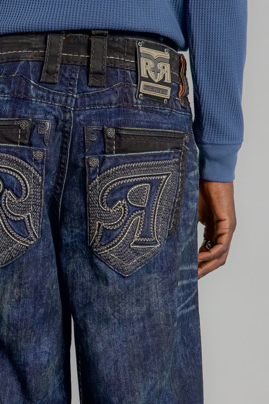 Jorrit Relaxed Baggy 3 Jeans in Dark Blue - Rock Revival®