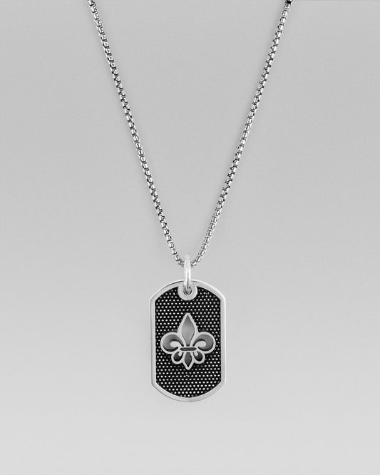 Fleur De Lis Dog Tag Cut Out Necklace - Rock Revival®