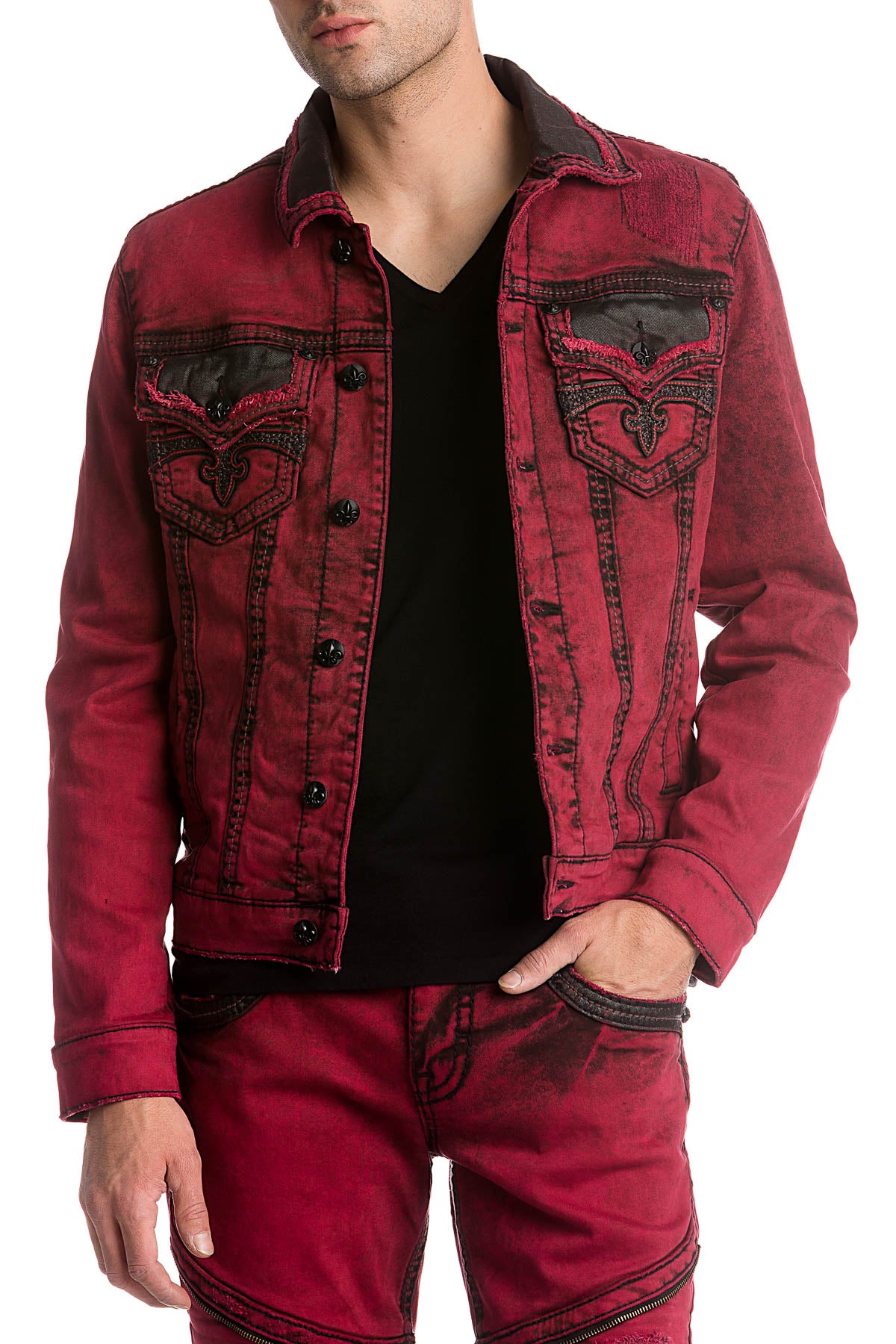 Rock offers Revival Ox Blood Maroon Denim Jean Jacket