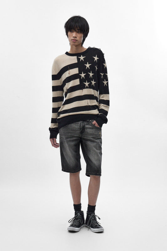 Adan Denim Shorts in Vintage Black - Rock Revival®