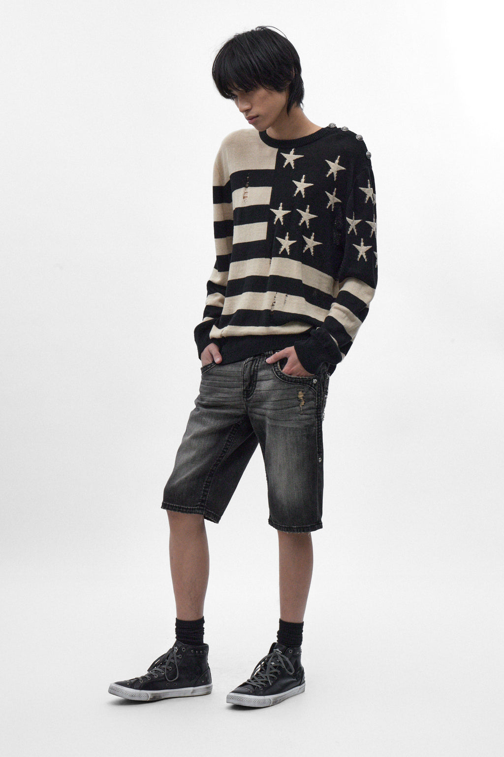 Adan Denim Shorts in Vintage Black - Rock Revival®