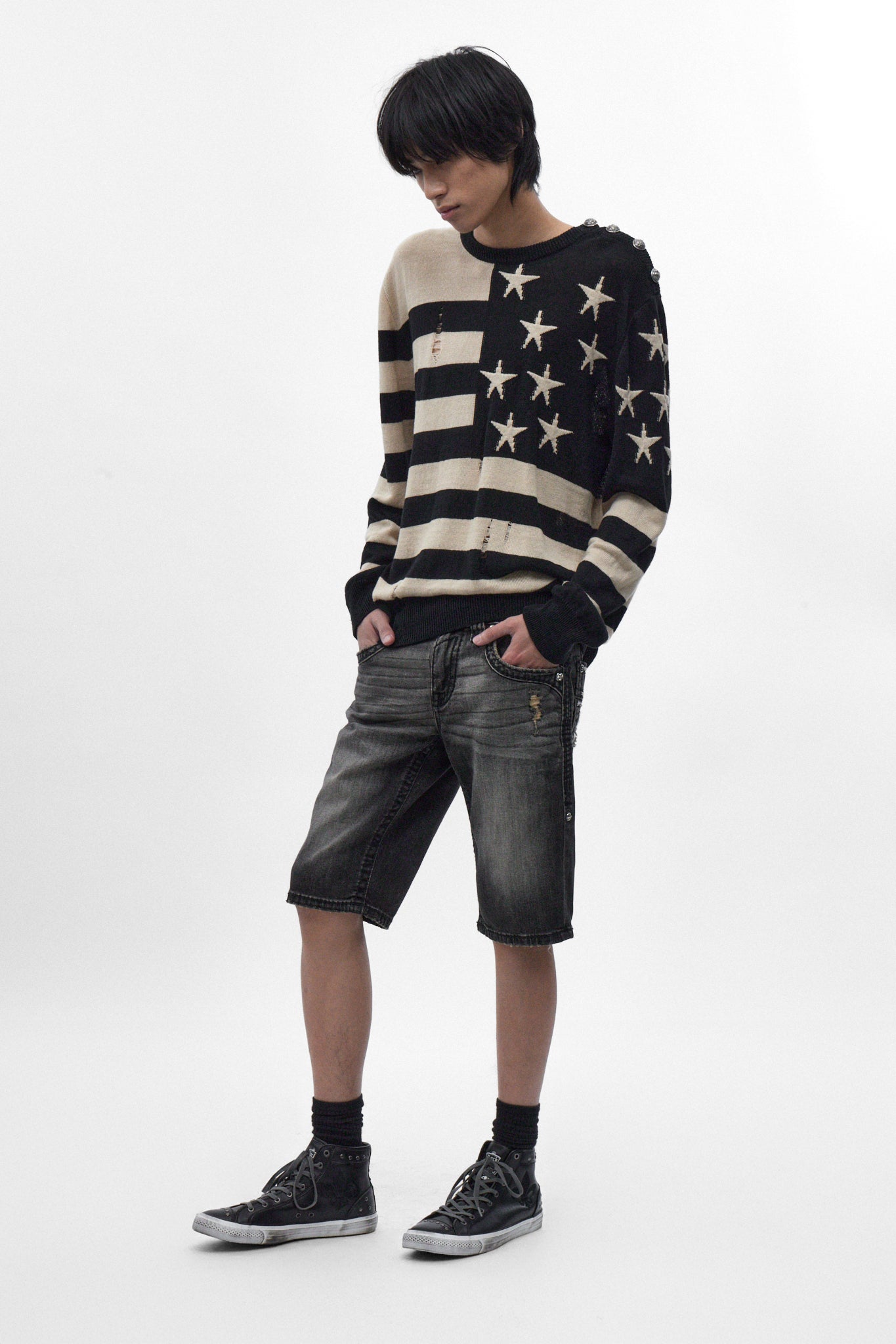 Adan Denim Shorts in Vintage Black - Rock Revival®