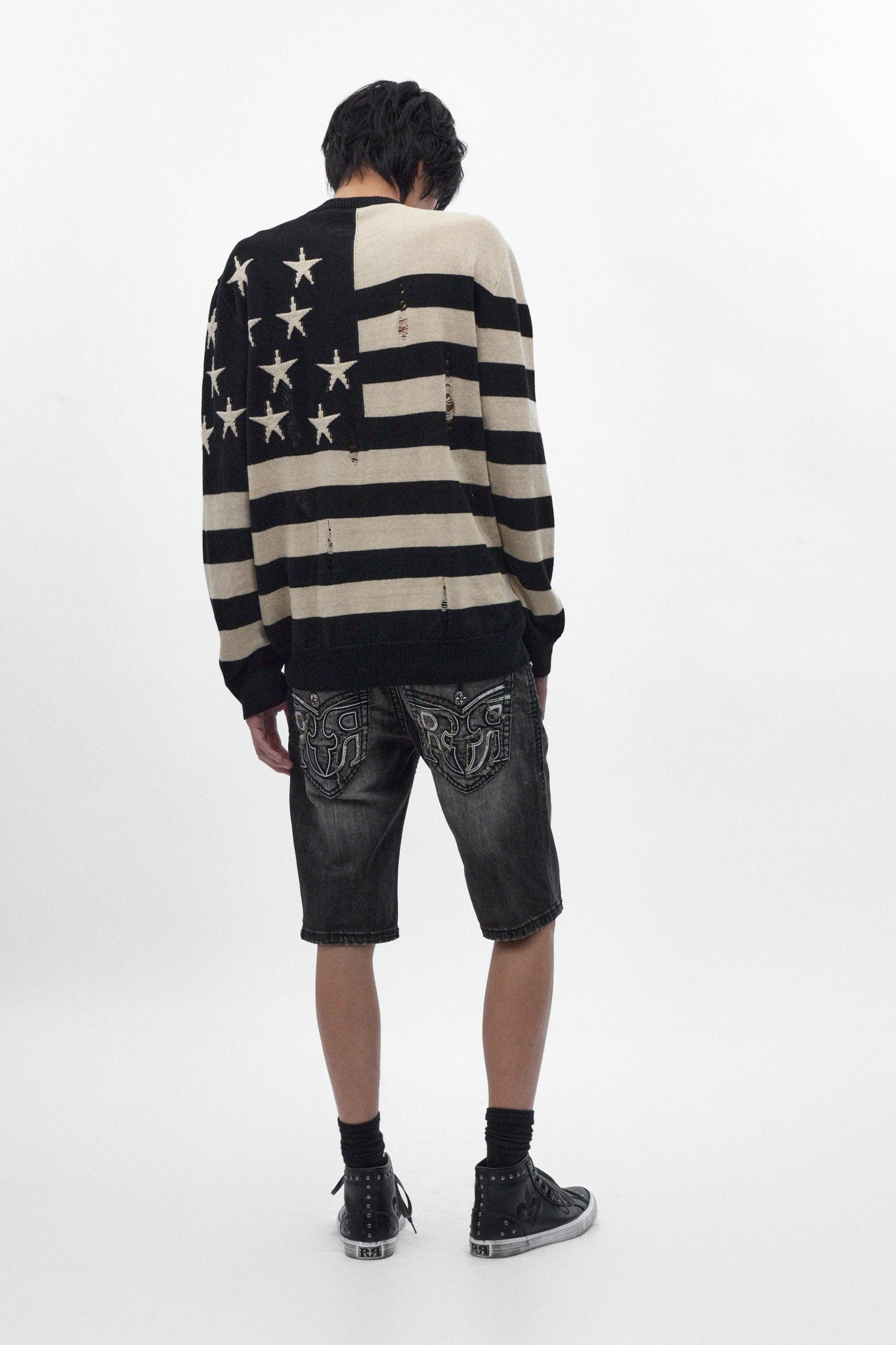 Adan Denim Shorts in Vintage Black - Rock Revival®