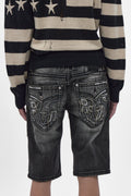 Adan Denim Shorts in Vintage Black - Rock Revival®