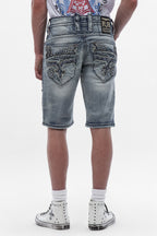 Pantalones cortos de mezclilla Aire (H202) en azul medio (6/30/26-DESC+IMG)