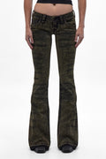 Alivia Super Low-Rise Flare Jeans in Black Olive