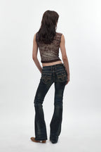 Alivia Low-Rise Flare Leg Jeans in Dark Blue - Rock Revival®