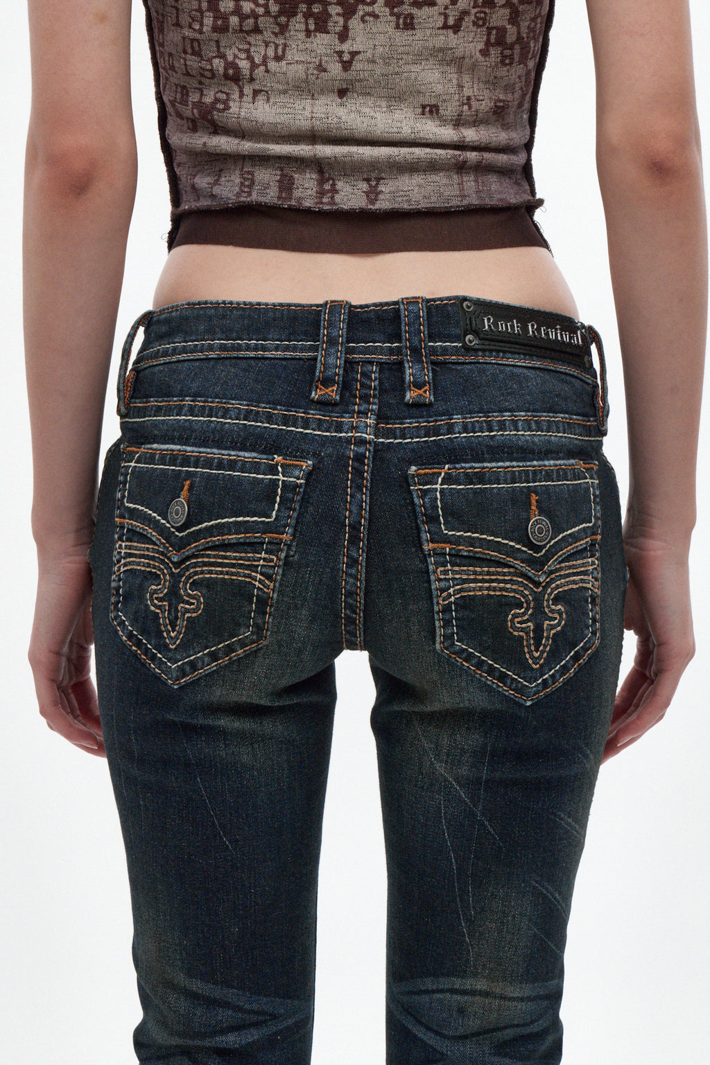 Alivia Low-Rise Flare Leg Jeans in Dark Blue - Rock Revival®