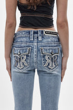 Aly (B200L) Mid-Rise Bootcut Jeans in Light Blue (5/30/26-DESC) - Rock Revival®