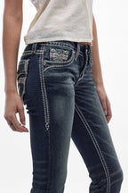 Amaia Low-Rise Bootcut Jeans in Dark Blue