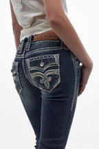 Amaia Low-Rise Bootcut Jeans in Dark Blue