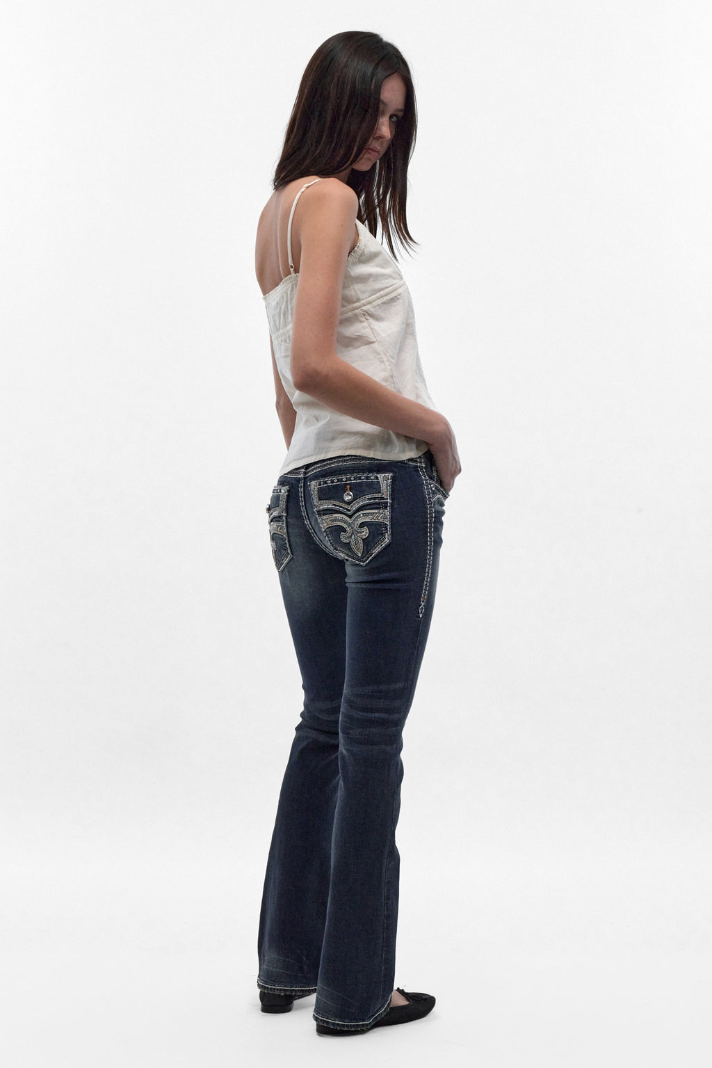 Amaia Low-Rise Bootcut Jeans in Dark Blue