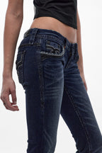 Andorra Low-Rise Bootcut Jeans in Dark Blue