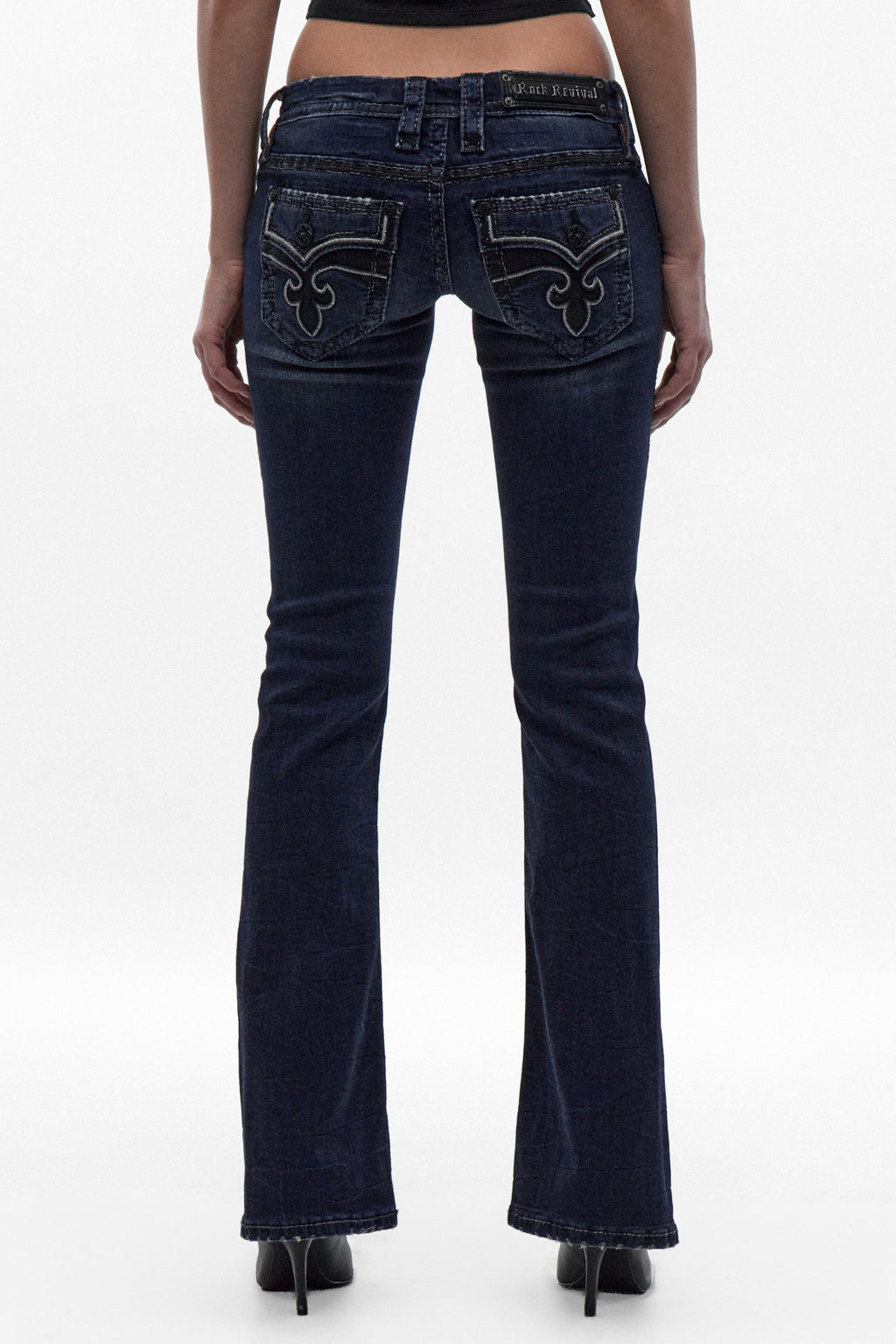 Andorra Low-Rise Bootcut Jeans in Dark Blue