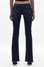 Andorra Low-Rise Bootcut Jeans in Dark Blue