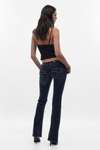 Andorra Low-Rise Bootcut Jeans in Dark Blue