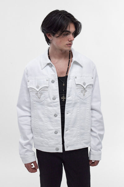 Arther Denim Jacket in White – Rock Revival®