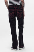 Arther Bootcut in Black with Red Stitching