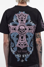Cross Forme Tee in Black Dust/Pink/Blue