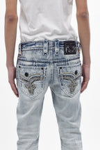 Brooks Slim Bootcut Jeans in Light Blue - Rock Revival®