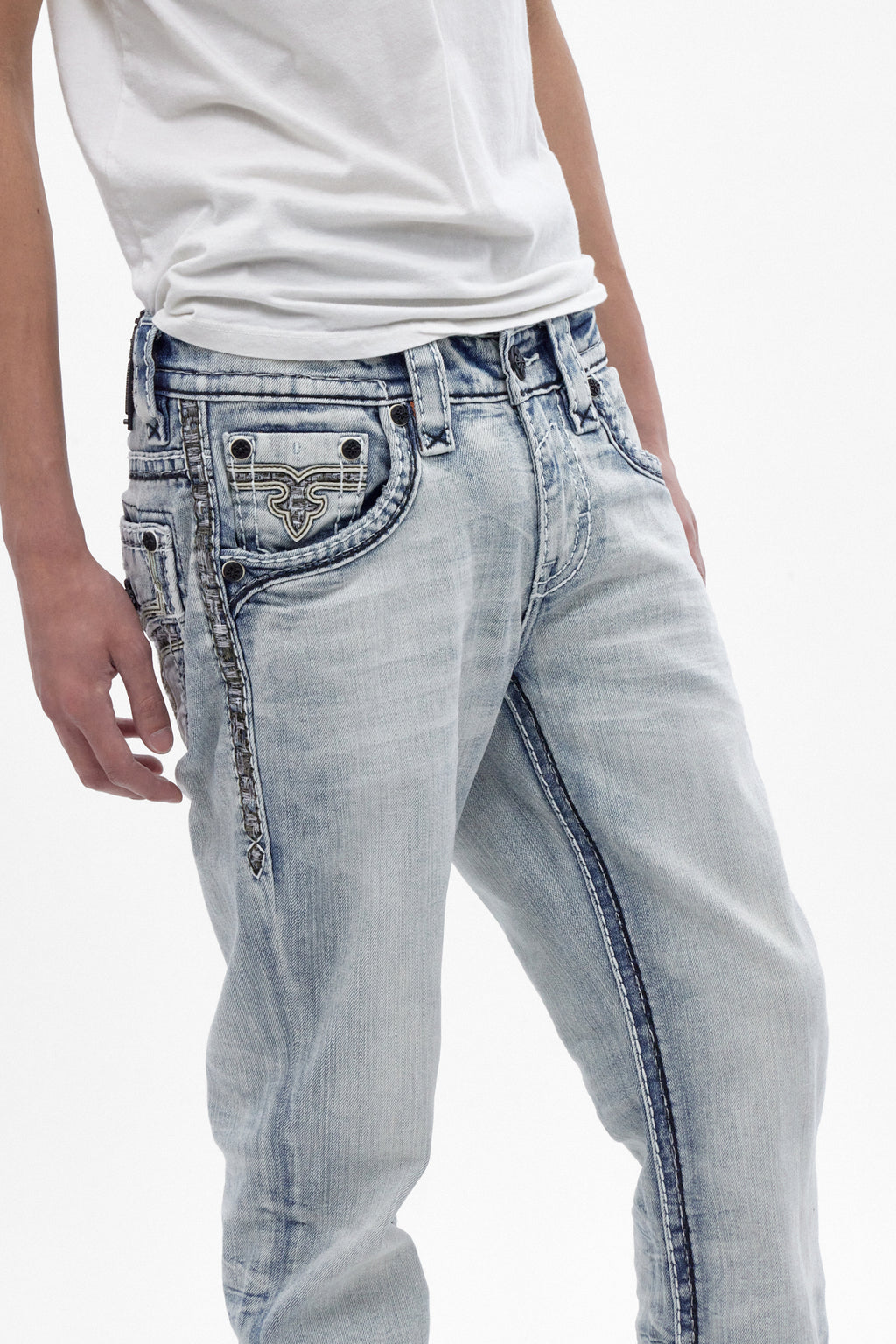 Brooks Slim Bootcut Jeans in Light Blue - Rock Revival®