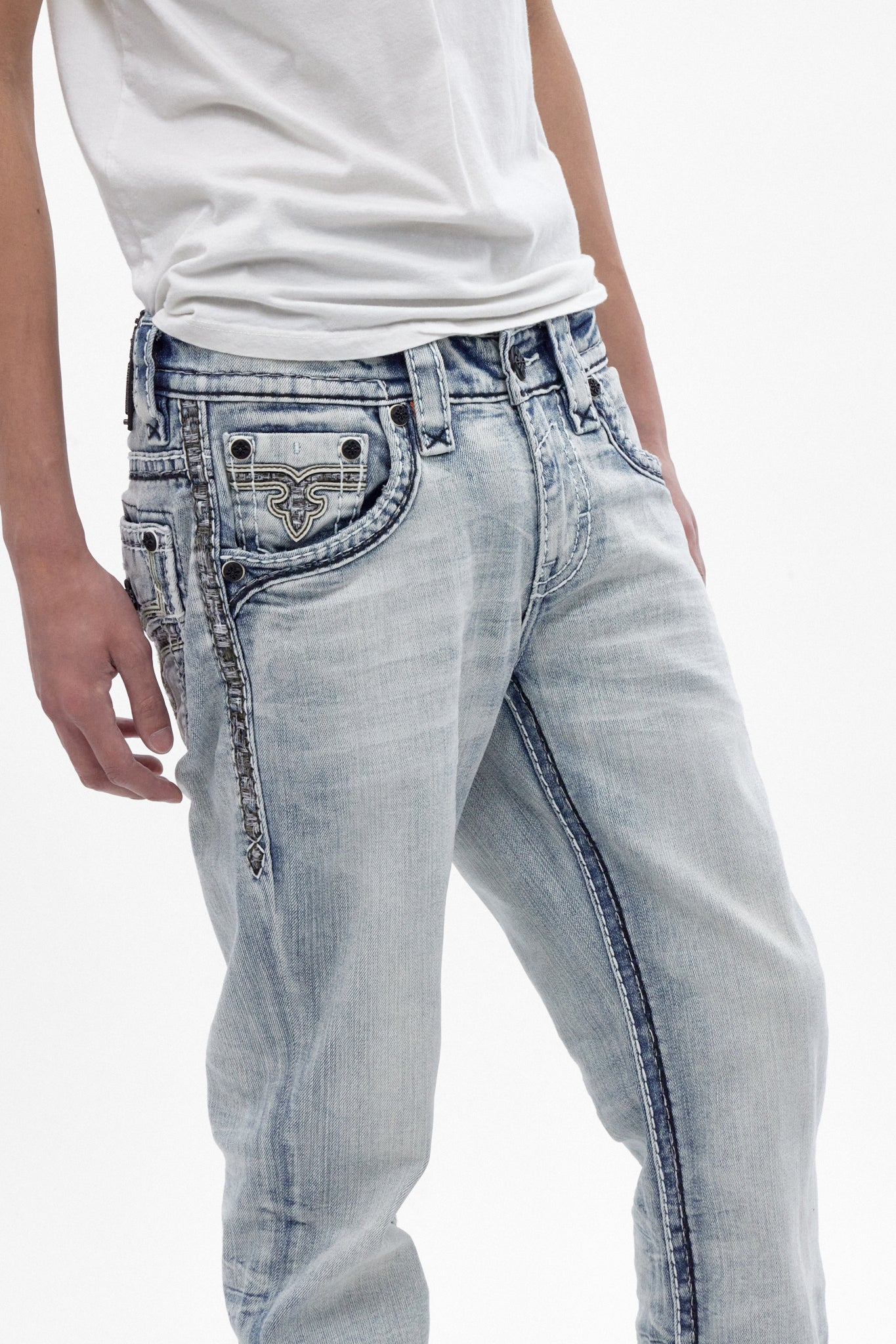 Brooks Slim Bootcut Jeans in Light Blue - Rock Revival®