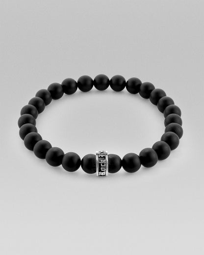 Matte Onyx Beaded Double RR Bracelet - Rock Revival®