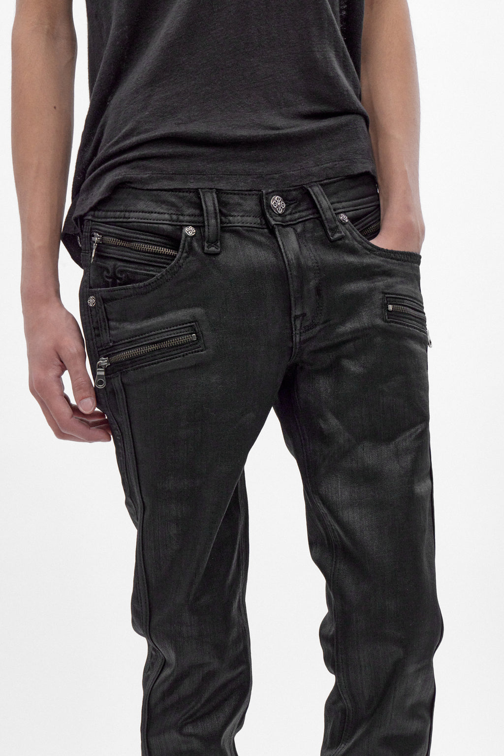 Low-Rise Skinny in Black Coating - Rock Revival®