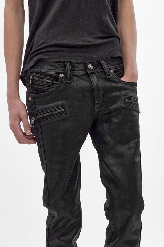 Low-Rise Skinny in Black Coating - Rock Revival®