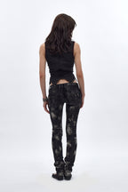 Camille Super Low-Rise Moto Skinny Jean in Black Granite Coating - Rock Revival®